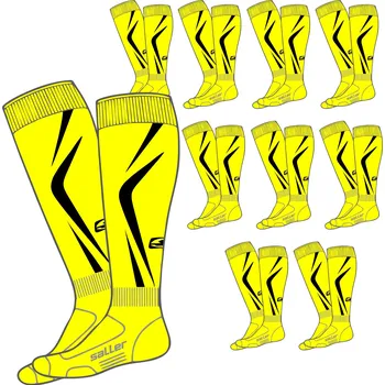 Fotbal Saller SAO PAOLO Set 10 párů ponožkových stulpen BARVA: 260 žlutá-černá, Velikost: SENIOR 43-46 Set 10 párů za zvýhodněnou cenu