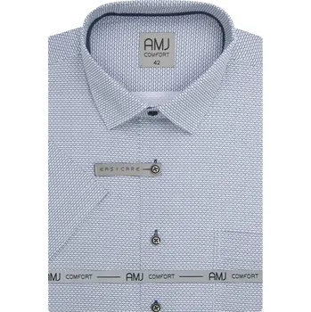 Pánská košile Košile AMJ Slim fit s krátkým rukávem - modrý vzor VKSBR1431 velikost: 43, délka rukávu: krátký rukáv