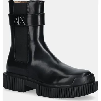 Dámská zimní obuv Boty s gumou Armani Exchange dámské, černá barva, na plochém podpatku, XW001634 AF17474 UC001 XW001634.AF17474.UC001 99X, EUR 40