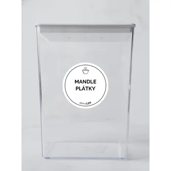 Samolepící etiketa MANDLE – bílá samolepka na dózu, tučné písmo, 5 cm | DomaLEP