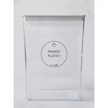 Samolepící etiketa MANGO PLÁTKY – průhledná samolepka na dózu, základní písmo, 5 cm | DomaLEP