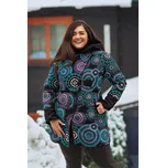 Himalife Podzimní/zimní kabát Kona - tyrkysová s fialovou Velikost: 4XL - Móda pro plnoštíhlé, Oblečení nadměrné velikosti