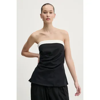 Plátěný top Abercrombie & Fitch černá barva, KI140-5047 KI140.5047.900 99X, vel. XL