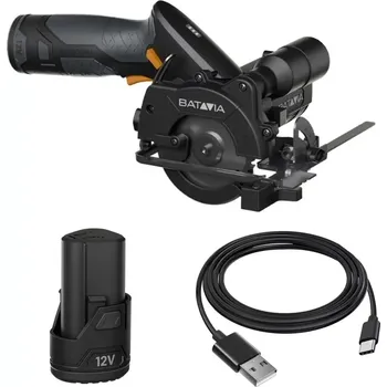 Okružní pila AKU okružní pila, průměr řezného kotouče 85 mm, 12V Li-Ion, včetně 2,0Ah baterie a nabíjecího kabelu USB-C, sada Fixxpack 2.0 BATAVIA (BATAVIA)