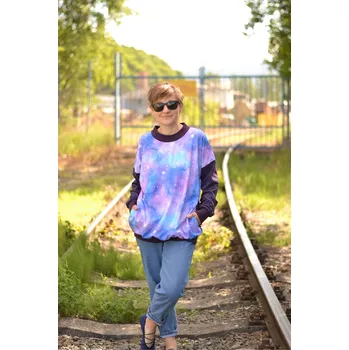 Pánská mikina Mikina Fialová/Vesmír