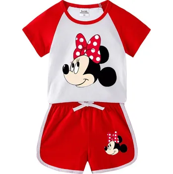 Minnie Mouse Dětský letní set s motivem Mickey Mouse - tričko a šortky Barevná varianta: Červená, Velikost: 18 měsíců