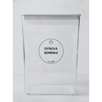 Samolepící etiketa DÝŇOVÁ SEMÍNKA – průhledná samolepka na dózu, tučné písmo, 5 cm | DomaLEP