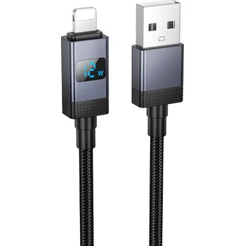 Datový kabel Kabel USB A na Lightning Hoco 2,4A s displejem 1 M X118 černý