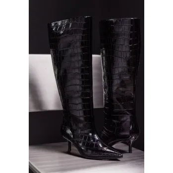 Dámské kozačky Kožené kozačky Answear.LAB černá barva, na podpatku V1523-315-1 99X, EUR 41