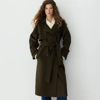 Reserved - Ruční vlněný kabát - tmavě zelená - 477GX-79X - 477GX-79X-XL