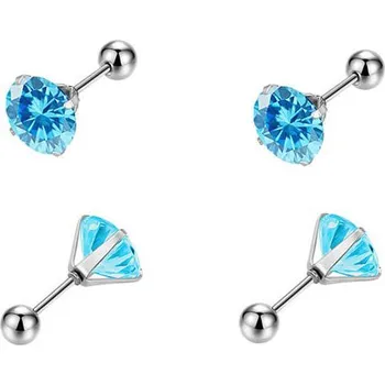 Náušnice Steel Edge Náušnice z chirurgické oceli pecky WJHE1244-Aqua Průměr mm: 3