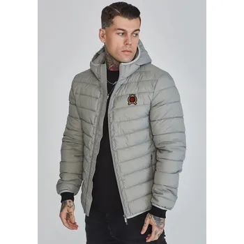 Pánská bunda SikSilk Šedá prošívaná bunda s kapucí Velikost: XL