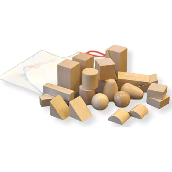 Dřevěná hračka Moyo Montessori Tajemný sáček s geometrickými tvary (2 sady)