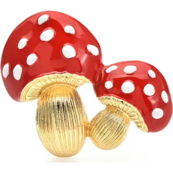 Brož B-TOP Pozlacená brož ve tvaru dvou muchomůrek