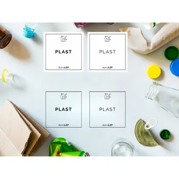 PLAST - organizační samolepky od DomaLEP tvar: ČTVEREC, barva: PRŮHLEDNÁ - ČERNÉ písmo, velikost: š. 5 cm x v. 5 cm - tučné písmo