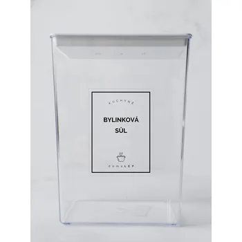 Speciální papír BYLINKOVÁ SŮL – průhledná samolepka na dózu, tučné písmo, 6 x 8 cm | DomaLEP