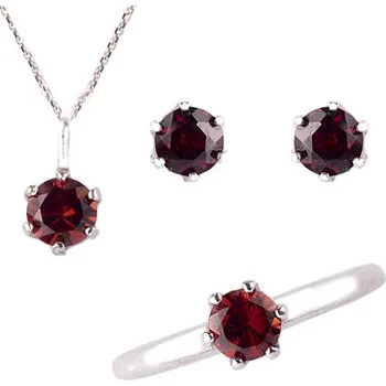 Souprava šperků granát souprava Set 220 (Set 220) Velikost: 53, povrchová úprava: rhodiované