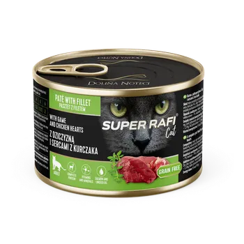 Krmivo pro kočku DOLINA NOTECI Super Rafi Cat P&F s divokou zvěřinou a kuřecími srdíčky 185 g