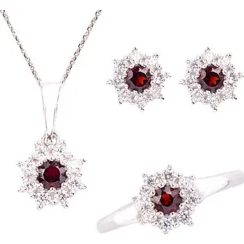 Souprava šperků granát souprava Set 209 (Set 209) Velikost: 60, povrchová úprava: rhodiované