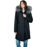 Italia fashion Dámský černý flaušový kabát LUCIE Barva: Černá, Velikost: M