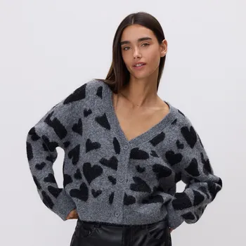 Dámský svetr Reserved - Kardigan se srdíčky - vícebarevná - 503HH-MLC - 503HH-MLC-S