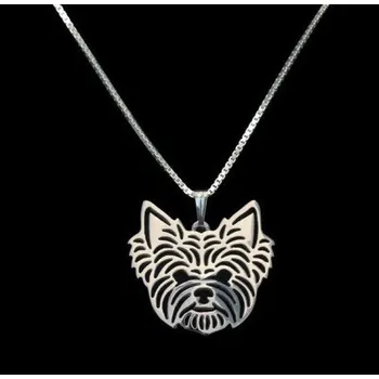 Náhrdelník JORKŠÍRSKÝ TERIÉR HLAVA - náhrdelník s přívěskem - stříbrný 1ks ŠP/THS