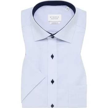 Pánská košile Košile Eterna Comfort Fit Popeline s krátkým rukávem Světle modrá 4671_11K147 velikost: 46, délka rukávu: krátký rukáv