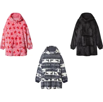 Dámská mikina Dámská / Pánská vánoční plyšová mikina černá S