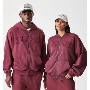 Pánská mikina Mikina New Era - Branded Washed Full-Zip Hoody - Burgundy velikost M