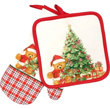 Chňapka DURATEX Kuchyňská chňapka souprava SOM10, 28 cm, bavlna, poutko, medvídek