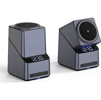 3v1 bezdrátová nabíječka 15W s budíkem a automatickým otáčením