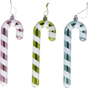 Vánoční dekorace Euro Habitat Vánoční ozdoba cukrová hůlka – dekorace na stromeček, mix barev, 18 cm