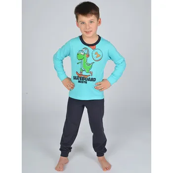 Chlapecké pyžamo EVONA Dětské dlouhé pyžamo, Dino skateboard Velikost: 120