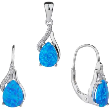 Souprava šperků Bealio BEALIO Stříbrná souprava SLZA modrý OPÁL 03-07999-1853