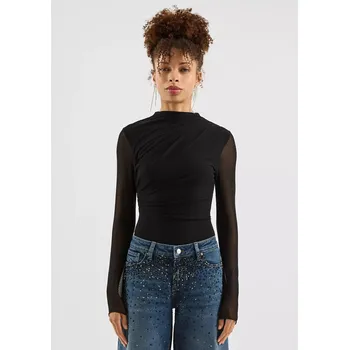 Dámské tričko Q/S s.Oliver body s průsvitnými rukávy černé Velikost: XS