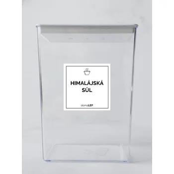 Samolepící etiketa HIMALÁJSKÁ SŮL – bílá samolepka na dózu, tučné písmo, 5 x 5 cm | DomaLEP