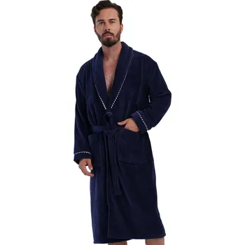 Pánský župan Pánský župan, froté, s límcem, tmavě modrý s černobílým pruhem 1ZF3100 modrá m