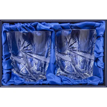Crystalite Bohemia Quadro whisky sklenice 340ml, Mašle Počet sklenic v balení: 2 sklenice v dárkové sadě, Balení: Dárkové balení