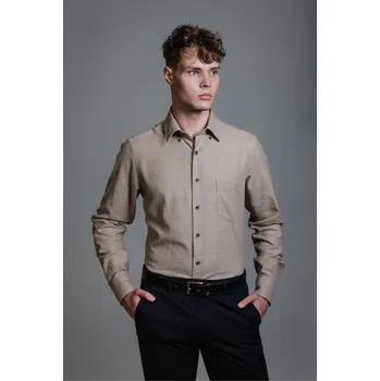 Pánská košile Pánská bavlněná košile Barva: Béžová, Velikost: 3XL, Střih: REGULAR FIT