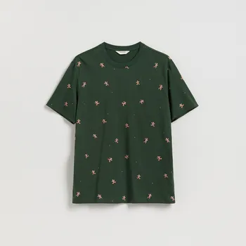 Pánské tričko Reserved 525EX-79X-M Tmavě zelená M