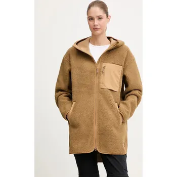 Dámská mikina Mikina Fjallraven Vardag Pile dámská, zelená barva, s kapucí, hladká, F14600256-232 F14600256.232 82A, vel. XS