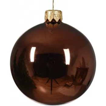 Vánoční ozdoba Sada skleněných ozdob, průměr 6 cm, hnědé lesk, balení 6 ks