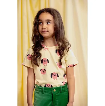 Dětské tričko Mini Rodini Doggie žlutá barva, 26120111 10X, vel. 80-86