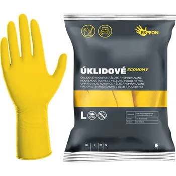 Pracovní oblečení Espeon Úklidové latexové rukavice ECONOMY 1 pár, nepudrované, žluté, 25 g Velikost: L