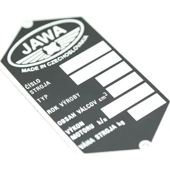 Motor pro motocykl Štítek typový 90x45 JAWA 50 Pionýr 550,555,05,20,21,23