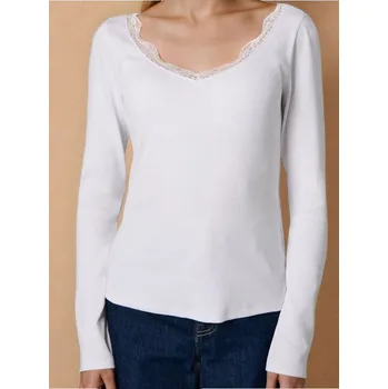 Dámská móda Sinsay - Tričko s&nbsp;dlouhými rukávy - bílá - 484EU-00X - 484EU-00X-XL