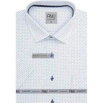 Pánská košile Košile AMJ Slim fit s krátkým rukávem - modrý vzor VKSBR1442 velikost: 45, délka rukávu: krátký rukáv