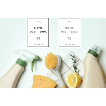 ČISTIČ OCET - SODA - organizační samolepky od DomaLEP tvar: OBDÉLNÍK, barva: PRŮHLEDNÁ - ČERNÉ písmo, velikost: š. 3 cm x v. 5 cm - tučné písmo