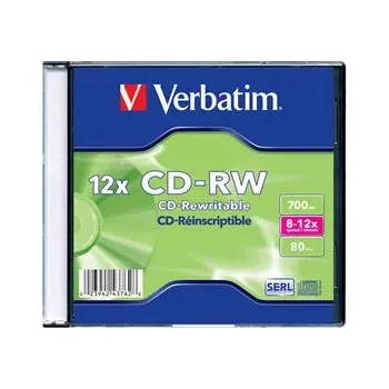 Optické médium Verbatim CD-RW 12x, 700MB, 1 ks (Jewel) 43148