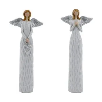 Bytová dekorace Dekorace figura anděl Anna mátový se stříbrnými křídly 1ks, 16 cm - Modlící